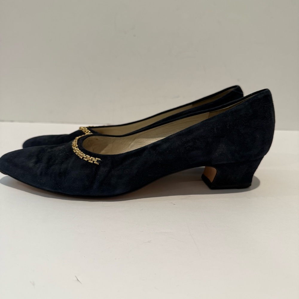 Nordstrom Classiques Dark Navy Suede Pump 9 1/2 M - Picture 3 of 7
